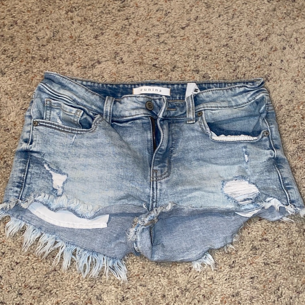 Light wash jean shorts